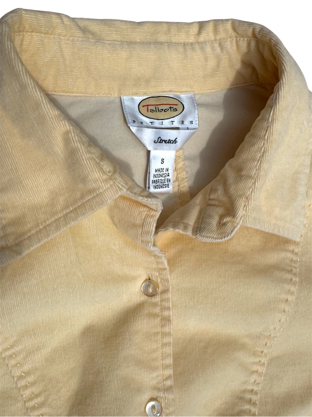 Talbots Petites Yellow Button Front Collared Blouse Preppy Cottagecore Top - Picture 6 of 7